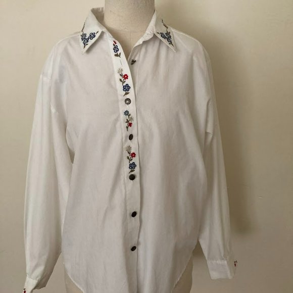 Floral Embroidered Button Down - Picture 1 of 3